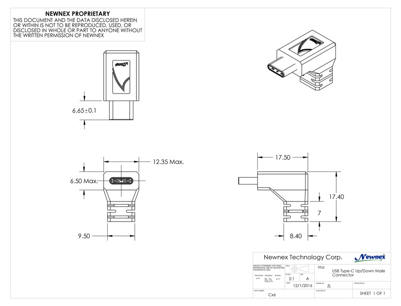 USB 3.1 Type C Right Angle Cables